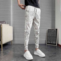 Korean Summer 2020 Men Casual Pants Slim Fit Fashion Ankle Length Harem Pants Men All Match Streetwear Mens Joggers Pants White Y2027