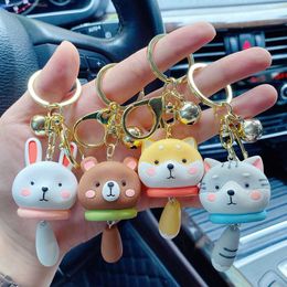 Personality Car Key Chain Cute Bag Pendant Cartoon Resin Wind Chime Animal Key Chain Trend Couple Accessories Keychain Charms G1019