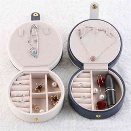 Creative PU Leather Jewellery Box Earrings Storage Organiser Gift Multi-storey Portable Travel 210423