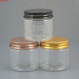 50pc/lot 200ml Clear Plastic Cosmetic Jar Serum Bottle Gold Black Bronze Aluminium Cap 200g Cream Container Factory Wholesalehigh qty