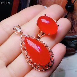 Bracelet, Earrings & Necklace KJJEAXCMY Exquisite Jewellery 925 Pure Silver Inlaid Natural Chalcedony Ring Pendant Support Detection