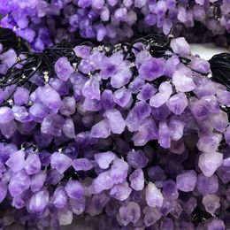 Irregular DIY Natural Original Purple Crystal Pendant Necklaces For Women Men Fashion Jewellery With Rope Chain