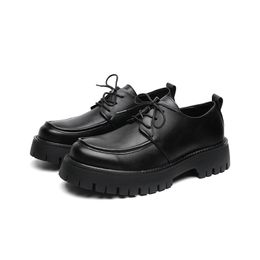 New Platform Men Casual Leather Shoes Designer Fashion Thick Sole Martin Shoes Classic High Quality Black Business Shoes for Men