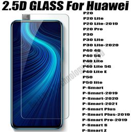 2.5D 0.33mm Tempered Glass Phone Screen Protector For Huawei P50 P40 E LITE P30 P20 PRO 2020 5G P-Smart S Z PLUS 2021 2019