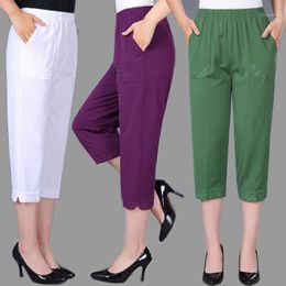 cropped capri pants women Canada - Women's Pants & Capris 2021 Summer Women Cropped Lady Elastic Waist Loose Casual Cotton Thin Female Sweatpants