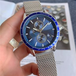 Brand Watch Men Multifunction Style Stainless Steel Calendar Quartz Wrist Watches Small Dials Can Work BS22