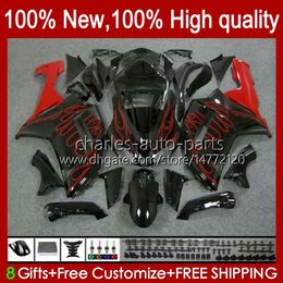 Motorcycle Bodys For KAWASAKI NINJA ZX 6R 600CC 6 R ZX600C ZX-600 ZX6R 07 08 Bodywork 10No.58 ZX-636 600 CC ZX600 ZX636 07-08 ZX-6R ZX 636 2007 2008 Fairings Kit red flames