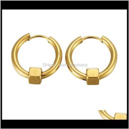 Clip-On & Screw Back Earrings Jewellery Drop Delivery 2021 Stainless Steel Gold Black Sier Plated Big Round Hoop Simple Design Fashion Earring