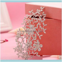 Headbands Hair Jewelryfashion Elegant Wedding Aessories Jewellery Crystal Rhinestone Bridal Party Comb Hairpin Head Chain Headpiece Drop Deliv