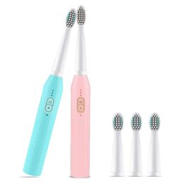 3 Brush Modes Essence Sonic Electric Wireless USB Rechargeable Toothbrush IPX7 Waterproof - Blue