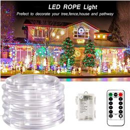 LED Battery-Powered String Lights Waterproof 8 Modes 5M10M12M20M Garland Lights With Remote Control Christmas Garden Lighting 211104