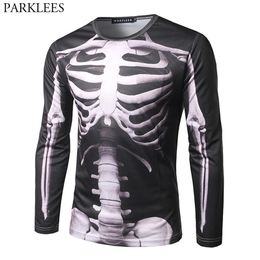 Skeleton 3D Print Halloween Costume T-shirt Men Funny Slim Fit O Neck Mens Party T Shirts Harajuku Hip Hop Tee Shirt Homme 210409