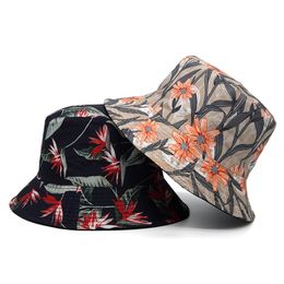 2021 New Fashion Summer Flower Printed Fisherman Caps Panama Bucket Hat Reversible Gorro Women's Men Bucket Hat