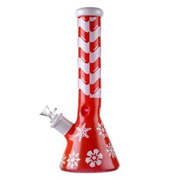 Xmas Big Bong Thick Glass Beaker Bongs Christmas Style Hookahs Straight Tube Oil Dab Rigs Ice Pinch Water Pipes 18.8mm Female Joint With Bowl