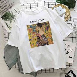 Gustav Klimt Women Tshirts Aesthetic Oil Painting Harajuku Hipster Summer Fashion Ulzzang Vintage Graphic Oversized Tee Tops 210518