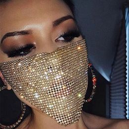 Party Masks Trendy Bling Rhinestone Face Mask Jewlery for Women Faces Body Jewelry Night Club Decorative Jewellery PartyFestive Masquerade