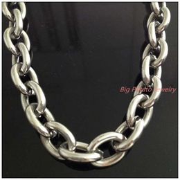 8"-40" Huge Heavy Jewelry Men's 316L Stainless Steel Silver Color Big O Link Chain Necklace High Quality 14mm Not Fades