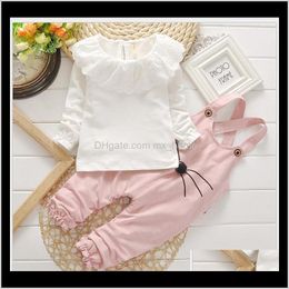 Lovely Girl Autumn Children White Long Sleeve Tshirt Topscartoon Suspender Pants 2Pcs Set Kids Suits Baby Girls Iwkwg Hx6Mu