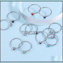 Solitaire Ring Rings Jewellery 12 Colours Birthstone Mirror Polish Stainless Steel For Womens Mens Lovers Fashion Gifts Drop Delivery 2021 1C8K