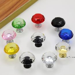 30mm Diamond Crystal Glass Door Knobs Drawer Cabinet Furniture Handle Knob Screw Furniture Accessories RRB13205