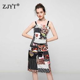 Summer Designers Fashion Runway Leopard Print Spaghetti Strap Dress Sexy Holiday Beach Robe Woman Clothes 210601