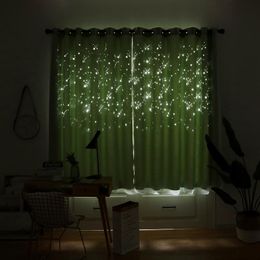 Curtain & Drapes 1 Panel Double Layers White PureTulle With Meteor Shower Hollow Out Shading Blackout Curtains Living Room Window 2JL882