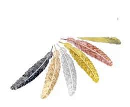 2022 new Fashion Metal Feather Bookmarks Document Book Mark Label Golden Silver Rose Gold Bookmark Office School Supplies 7 Colours