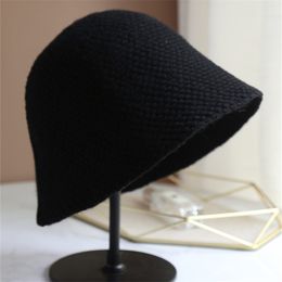 han Wool fisherman hat women's solid Colour autumn and winter warm knitted 211119