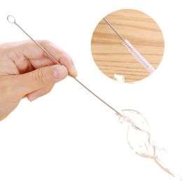 20 cm Reusable Straw Cleaning Brushes Stainless Steel Wash Drinking Pipe Brush Cleaner Household Kitchen Accessories DH9366