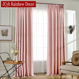 Modern Pink Blackout Curtains For Living Room Bedroom Thermal Insulated Thick Window Curtain Treatment Solid Colour Drapes 90% 211203