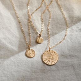 Sunbeam Necklace Sunshine Jewellery Handmade 14K Gold Filled Coins Choker Pendants Collier Kolye Boho For Women Chains