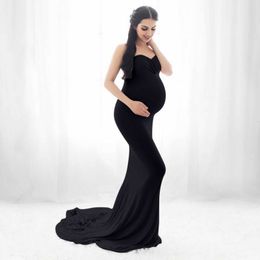 Strapless Elegant Long Pregnancy Photo Shooting Dress Sexy V-Neck Maternity Clothes For Pregnant Women Photography Props