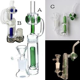 mini green smoking hookah glass bowls small bottle base recyler dab rigs with 14.4 mm bowl accessories