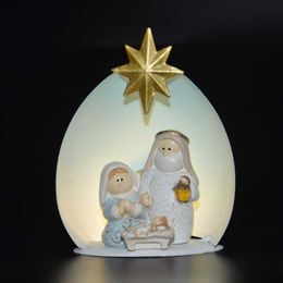 Decorative Objects & Figurines Christmas Present Cold Light Lamp Of Jesus Nativity Series Furnishings Home Decor Resin Crafts Decoration Acc