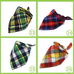 Dog Apparel Triangle Bandanas Adjustable Pet Cat Neck Scarf Tie Bowtie Necktie Bandana Collar Neckerchief Accessories Plaid Scarf many Colour