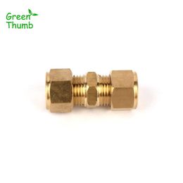 brass water pipe fittings UK - Watering Equipments 1pc Inner Diameter 9.5mm Brass Straight Connector Horticulture Irrigation Water Pipe Adapters Green Thumb Metal Fittings