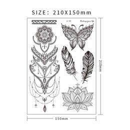 Black Flower Temporary Tattoo Sexy Tatoo For Woman And Girls Waterproof Sticker New Stickers Indian Henna Pattern