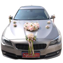 2022 matrimonio auto decorazione set Fiori decorativi Ghirlande 1 Set di fiore artificiale Decorazione automobile di nozze Falso Rosa Peonia Romantico San Valentino Regalo Forniture del partito
