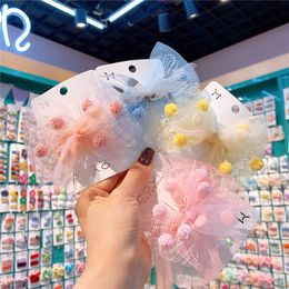 2021 New Fashion Children's Hairpins Sweet Girl Princess Beautiful Colourful Yarn Ball Bow Duckbill Clip Kids Hair Accessories