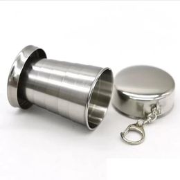 2022 new Stainless Steel Portable Outdoor Travel Camping Folding Foldable Collapsible Cup 75ml