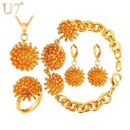 U7 Wedding Jewellery Sets For Women Gold/Silver Colour Round Ball Shape African Bridal Jewellery Sets Wholesale S738 H1022