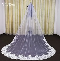 Real Photo Single layer Pendant lace white ivory church wedding veil long bridal veil cheap wedding accessories X0726