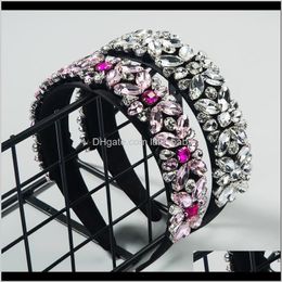 Headbands Jewellery Drop Delivery 2021 Simple Accessories Rhinestone Hair Band Womens Fresh Flower All-Match Super Flash Baroque Wide Edge Fash
