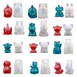 3D Crystal Epoxy Cartoon Animal Silicone Mould Unicorn Pig Cat Chocolate Mousse Fondant Mould Candy Soap Cake Decoration Tools