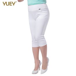 Super Stretch Pure Color Plus Size Female Elastic Band Pants Calf length Good Quality Large Women Skinny s 6XL 210925