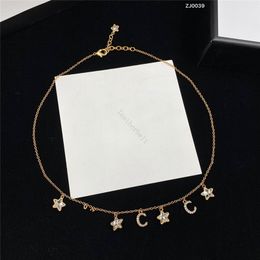 Crystal Star Pendants Diamond Letter Necklace Design Thin Chain Pendant Necklaces Birthday Party Necklaces