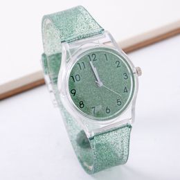 children's watch quartz watches jelly wristwatch for girl boy baby student sport transparent plastic colour four