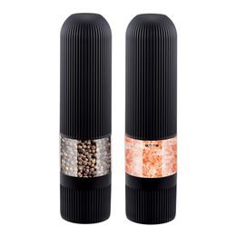 Battery Operated Salt and Pepper Grinder Set Electric Automatic One Handed Mill with Bright Light 210611