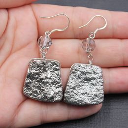 titanium druzy earrings Australia - GuaiGuai Jewelry Titanium Silver Gray Color Quartzs Druzy Silvers Lever Back Earrings Cute Style For Women