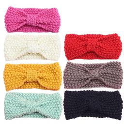 Kids girls Winter crochet Warm headbands Baby girls Xmas Turbon Knot Knitted Hairband Ear Warmer Children